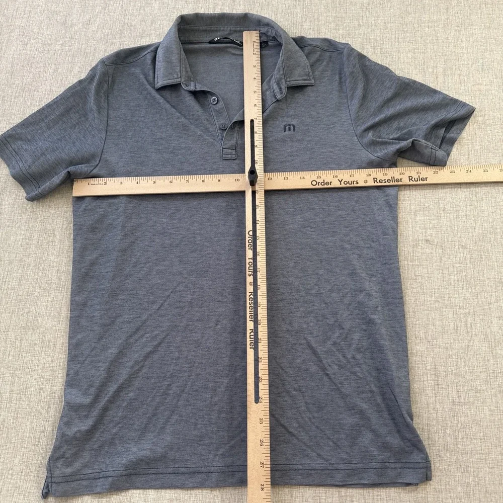 Travis‎ Mathew Polo Shirt Mens Medium Blue Pima Cotton Blend Golf Short Sleeve